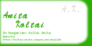 anita koltai business card